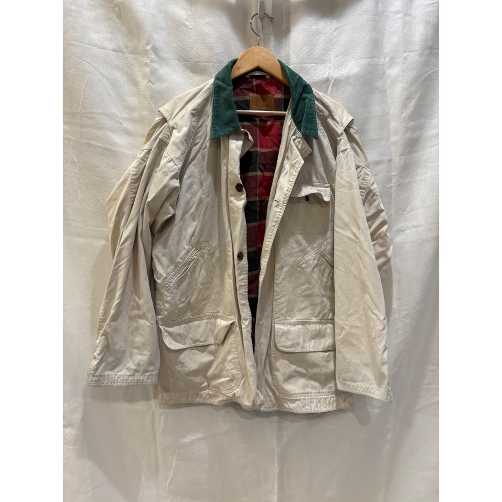 High Sierra Mens Canvas Field Jacket Cream Flannel Lined Barn Coat Medium